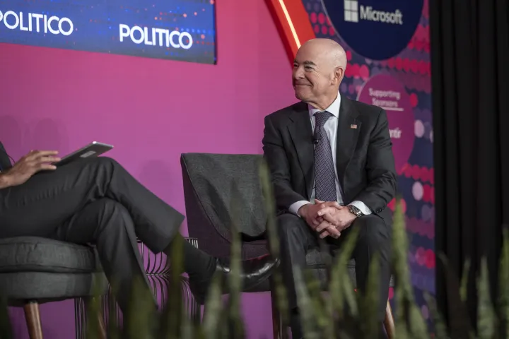 Cover photo for the collection "DHS Secretary Alejandro Mayorkas Attends a Fireside Chat at The Politico Tech AI Summit"
