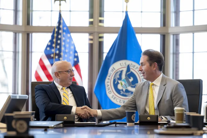 Cover photo for the collection "DHS Deputy Secretary Troy Edgar and PTDO Deputy Secretary of Defense Robert Salesses sign an MOU"