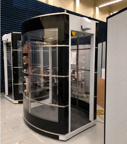HD-AIT passenger screening systems ready for testing in a laboratory environment.