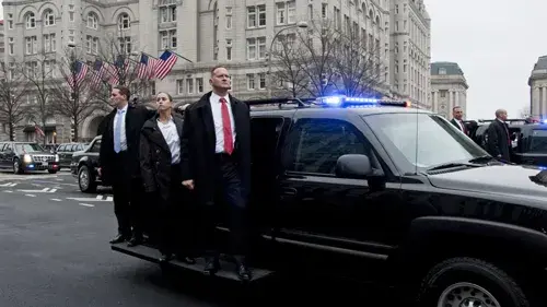 Secret Service guarding motorcade