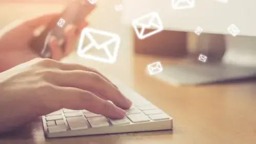 Keyboard with e-mail graphic overlay