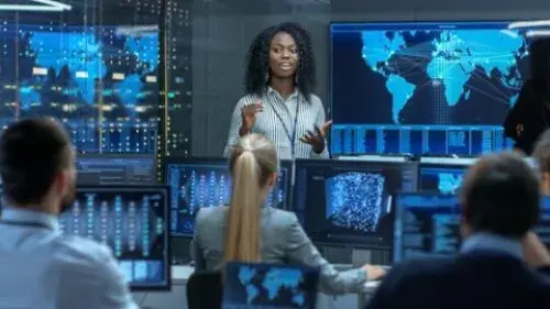 Woman speaking to class