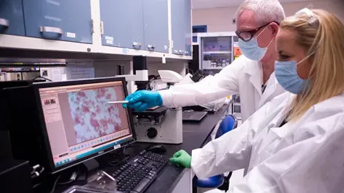 St In the lab at Plum Island