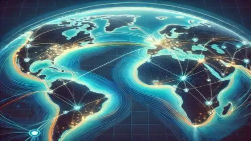 Image of Subsea Cable Networks on Globe