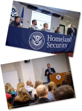 Images of DHS staff speaking at events