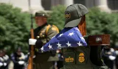 A memorial of a fallen Border Patrol Federal Agent