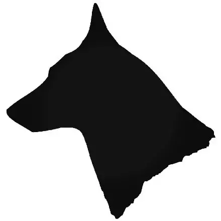 Black and white graphic of a dog
